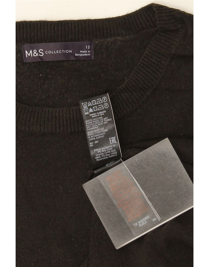 Pulover pentru femei Marks & Spencer cu decolteu triplu UK 12 Medium Negru Acrilic