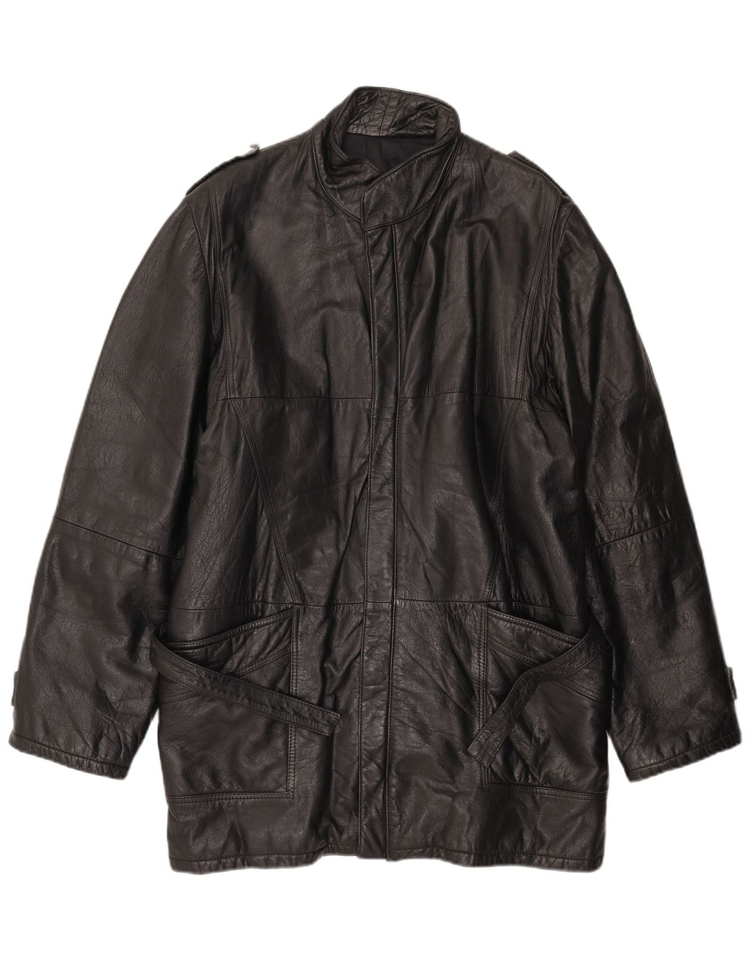 Palton din piele vintage pentru bărbați UK 42 XL din piele neagră