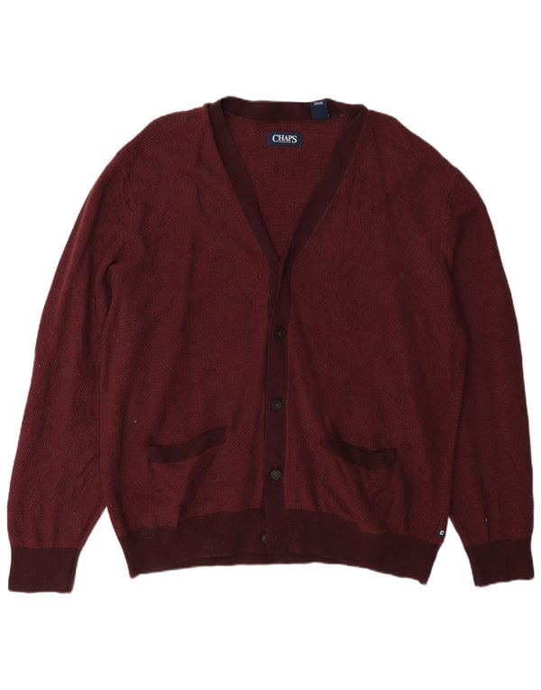 Pulover cardigan pentru bărbați Chaps 2XL bumbac burgundă