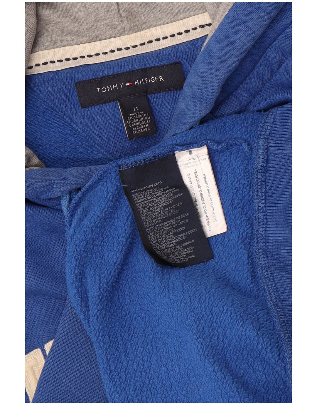 Pulover Tommy Hilfiger pentru bărbați, cu fermoar și cu capota, albastru mediu, color block