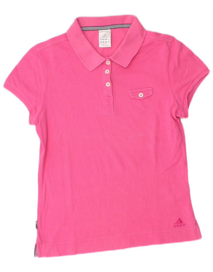 Tricou polo Adidas pentru femei UK 12, bumbac roz mediu