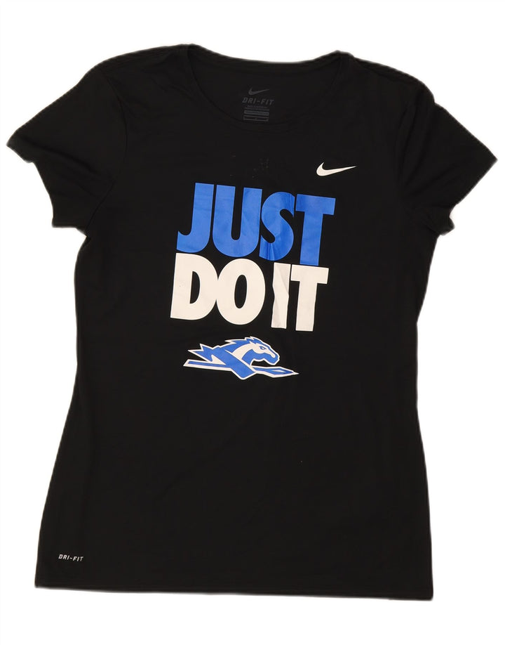 Tricou grafic NIKE Dri Fit pentru femei Top UK 14 Poliester negru mare