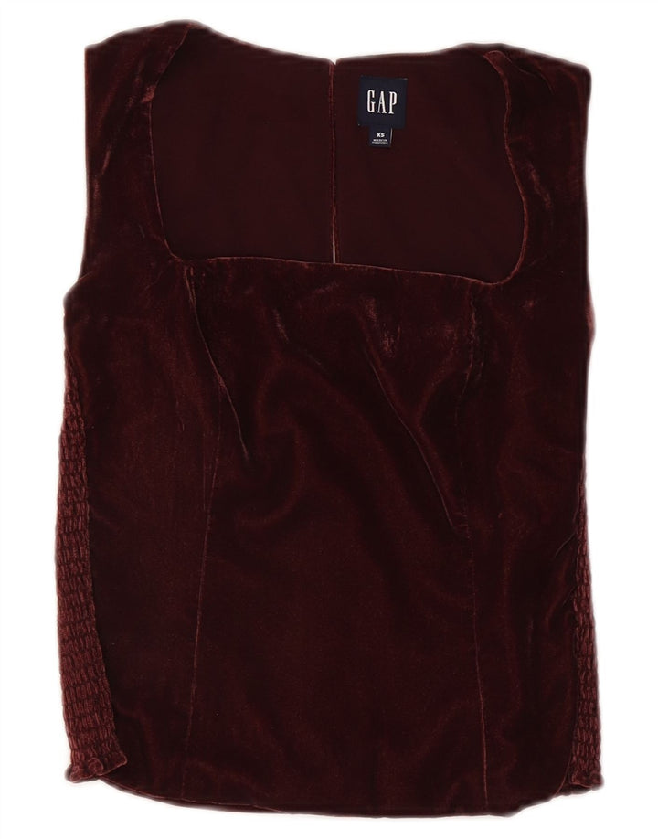 Gap Womens Crop Vest Top UK 6 XS Burgundy Poliester