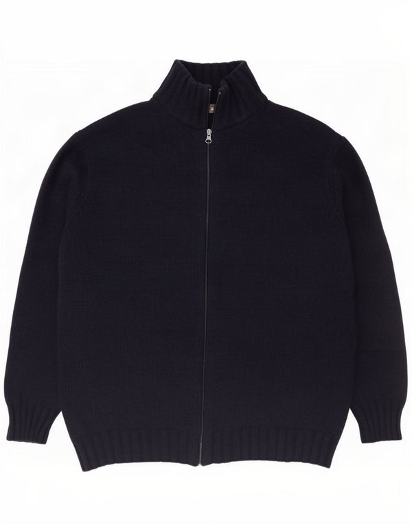 Pulover cardigan pentru bărbați cu fermoar complet Zara XL Lână bleumarin