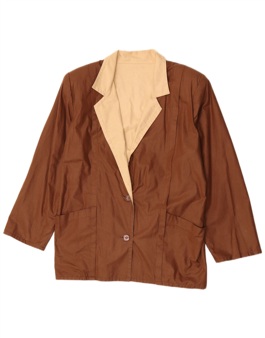 Blazer Vintage pentru femei cu 2 nasturi, UK 16, mare, maro, color block