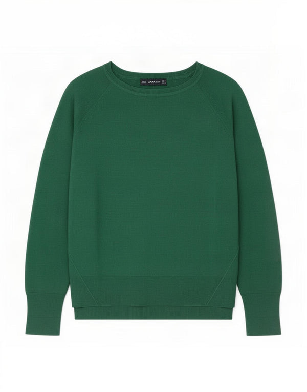 Pulover supradimensionat pentru femei Zara, cu gât de barcă, UK 10, mic, verde, viscoză