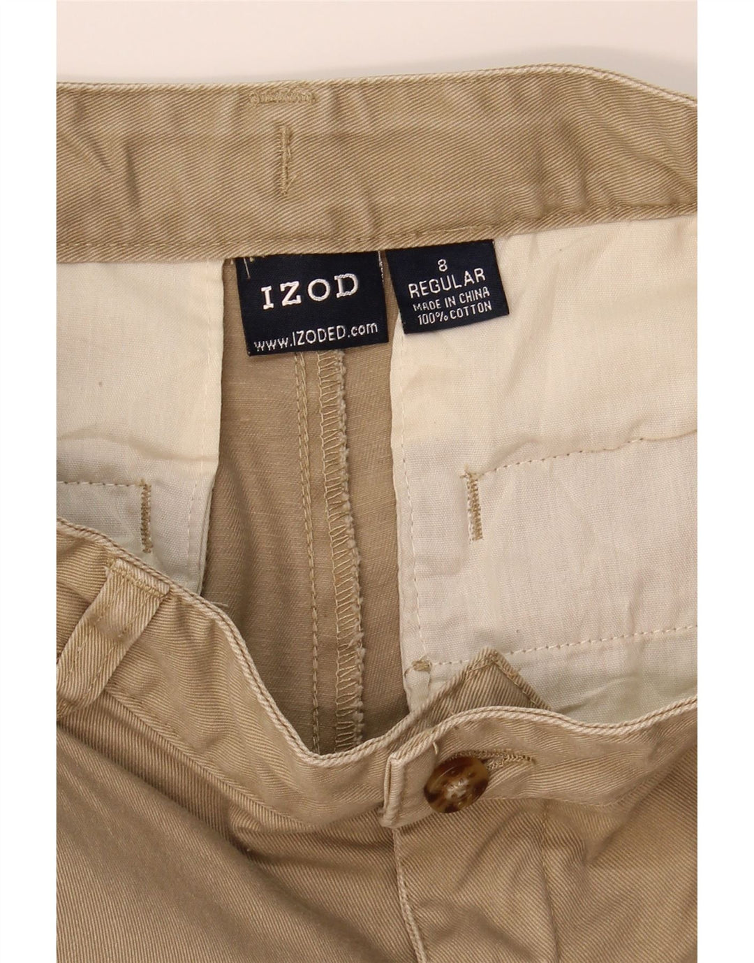 IZOD Womens Regular Capri Trousers US 8 Medium W26 L22 Beige Cotton