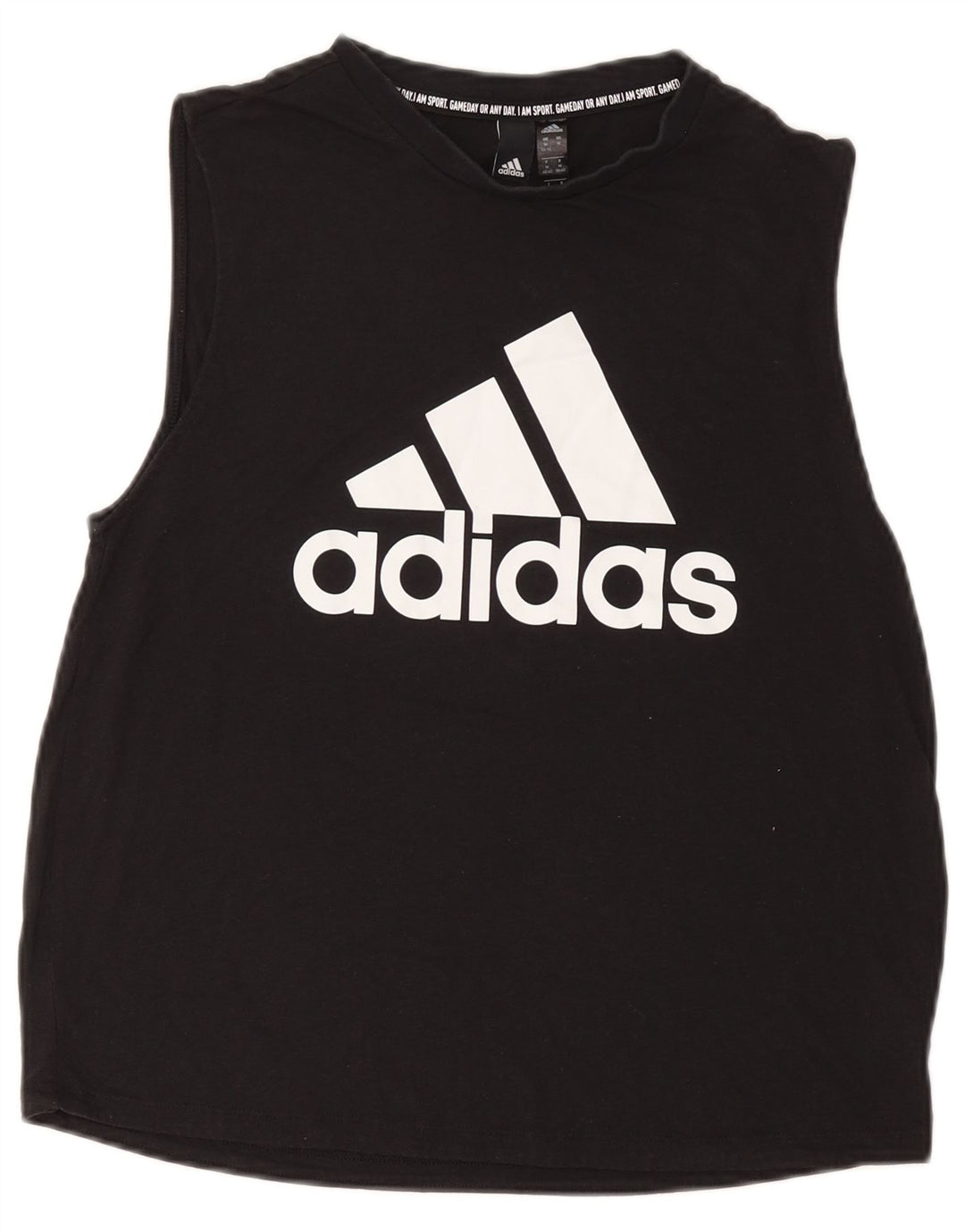 Top cu vestă grafică ADIDAS pentru femei UK 12/14 Poliester mediu negru