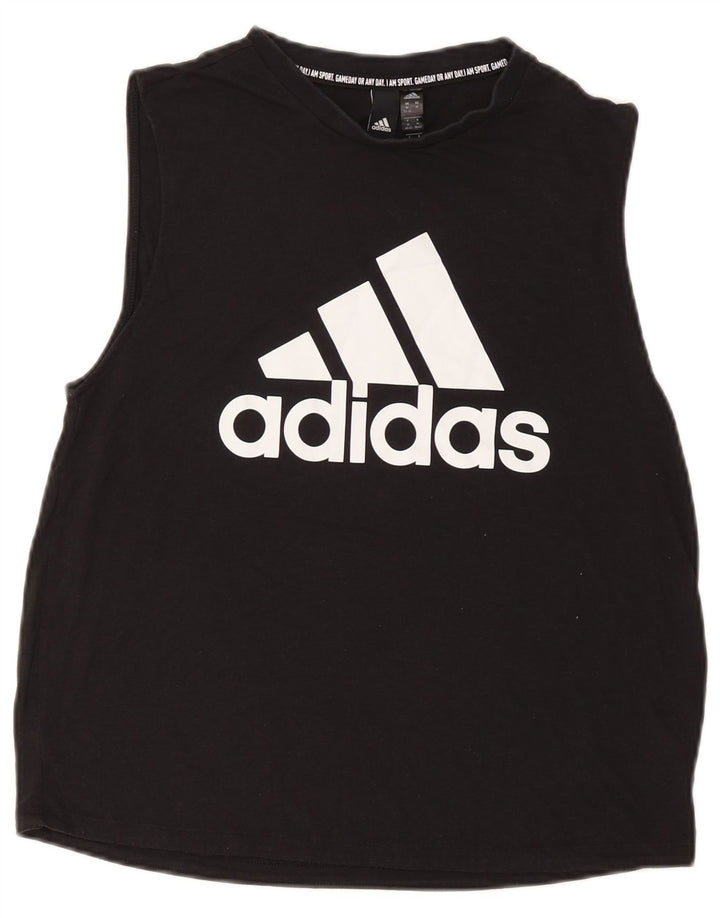 Top cu vestă grafică ADIDAS pentru femei UK 12/14 Poliester mediu negru
