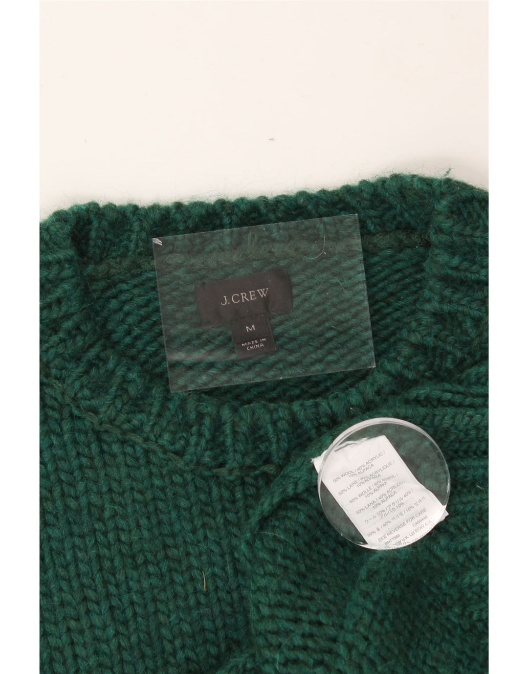 J. CREW Pulover pentru bărbați cu gât crew pulover din lână verde mediu