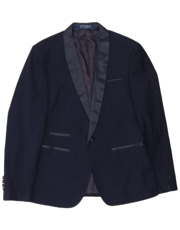 Jachetă vintage pentru bărbați cu 1 nasture IT 52 XL poliester bleumarin