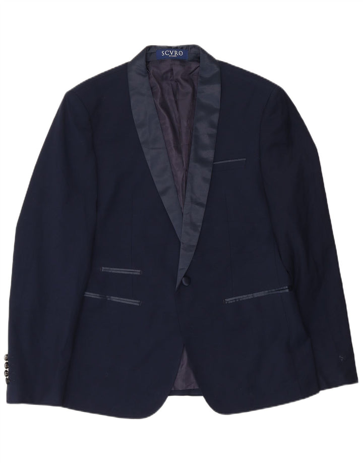 Jachetă vintage pentru bărbați cu 1 nasture IT 52 XL poliester bleumarin