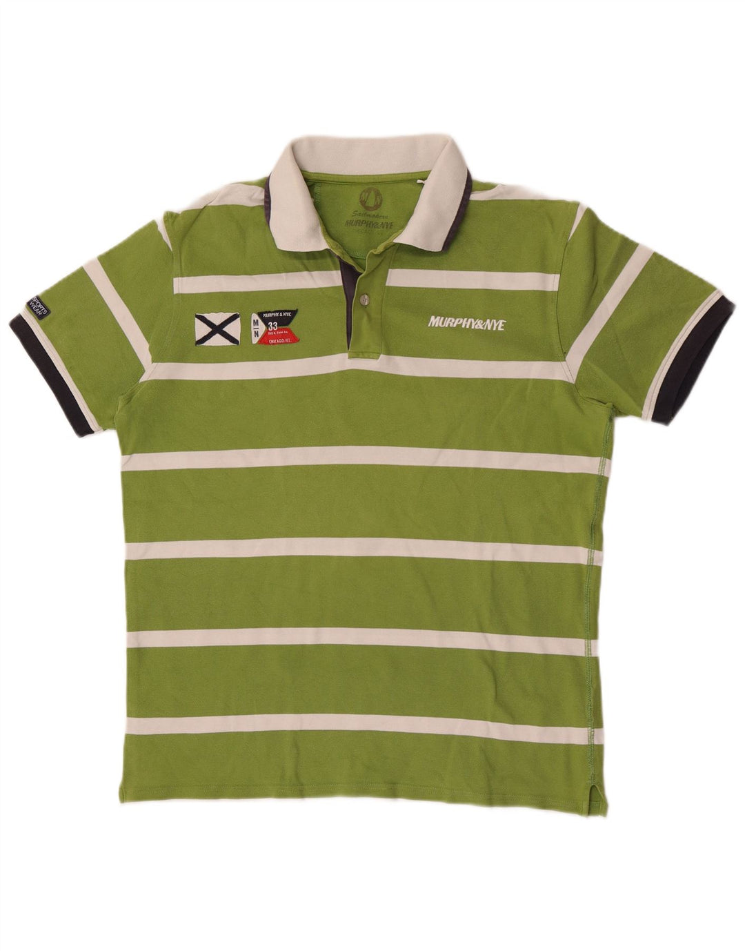 Tricou polo rugby pentru bărbați Murphy & Nye, cu dungi verzi mari