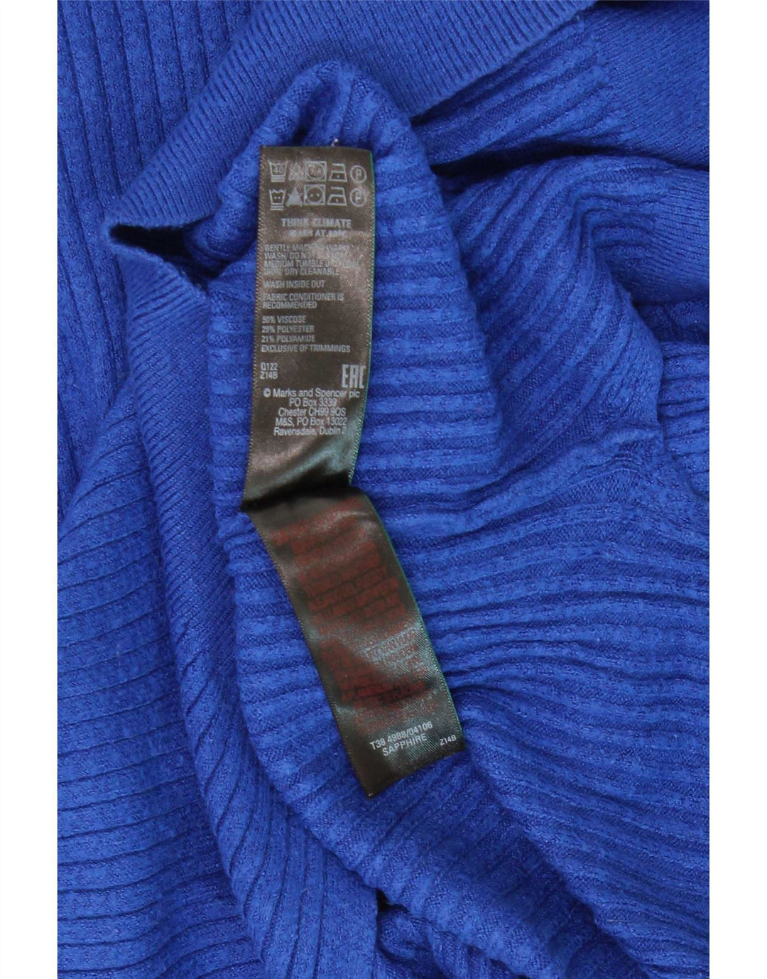Pulover pentru femei Marks & Spencer, cu fermoar, cu gât, UK 10, mic albastru, viscoză