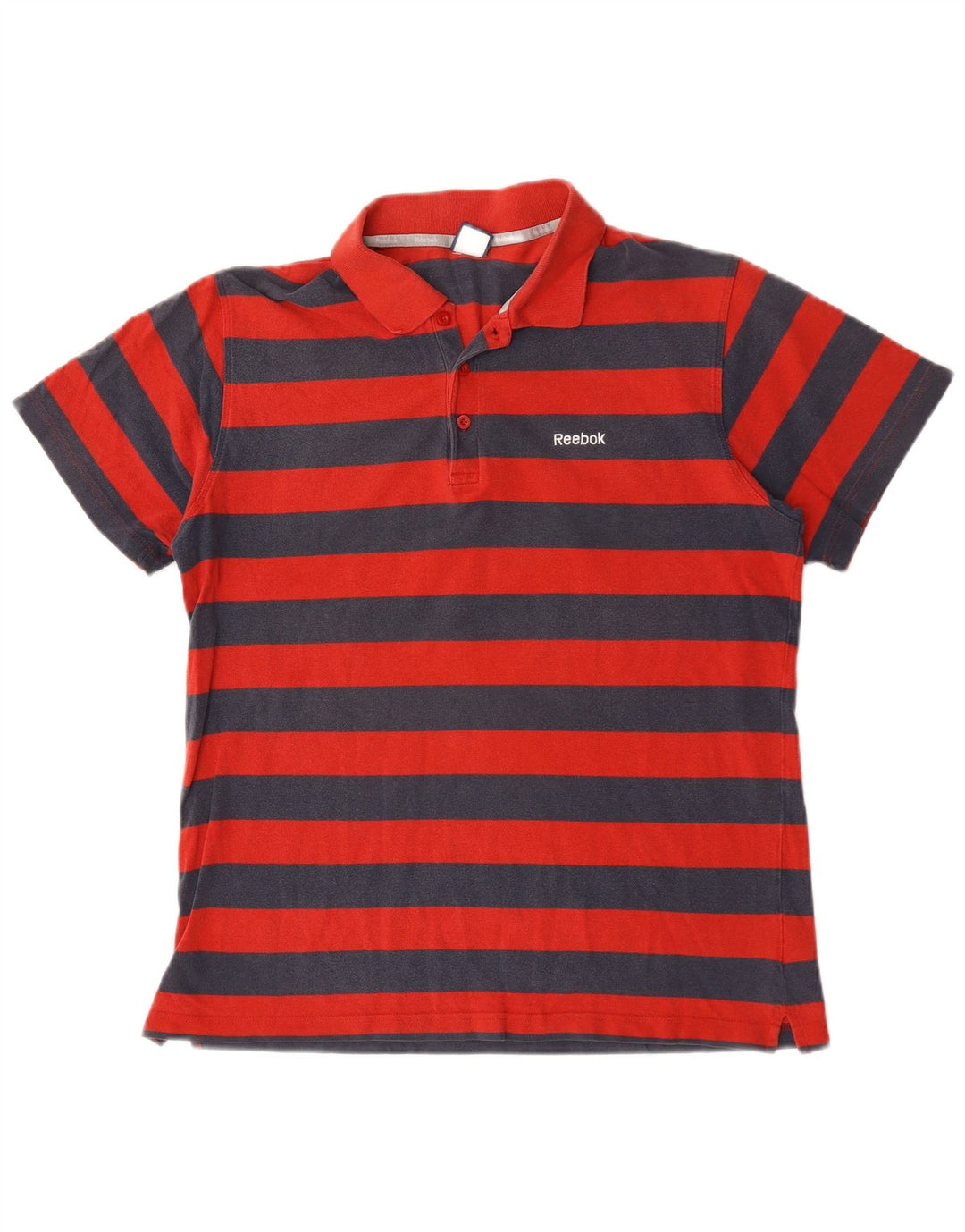 Tricou polo Reebok pentru bărbați, bumbac cu dungi roșii mari