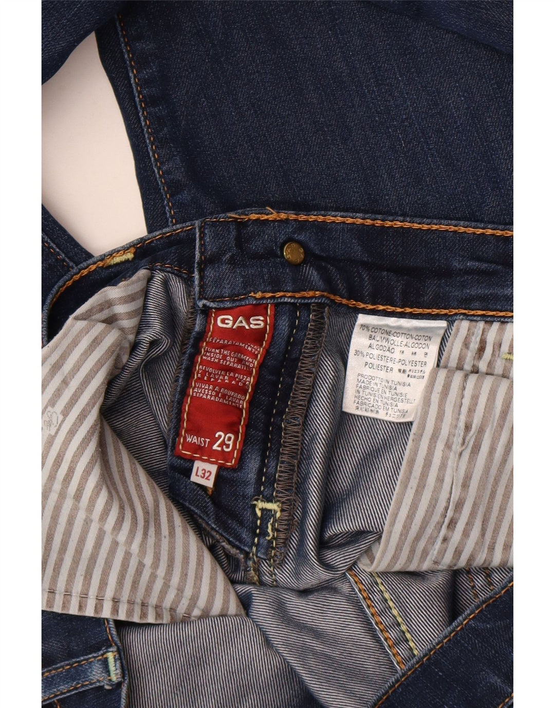 Blugi GAS pentru femei Crop Slim W29 L24 Bumbac albastru