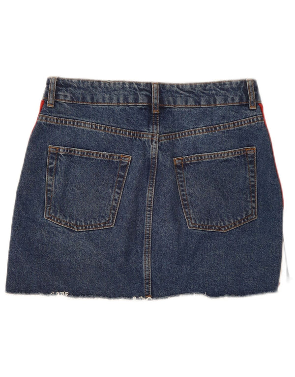 Topshop Womens Mini Denim Skirt UK 10 Small W28 Blue Colourblock