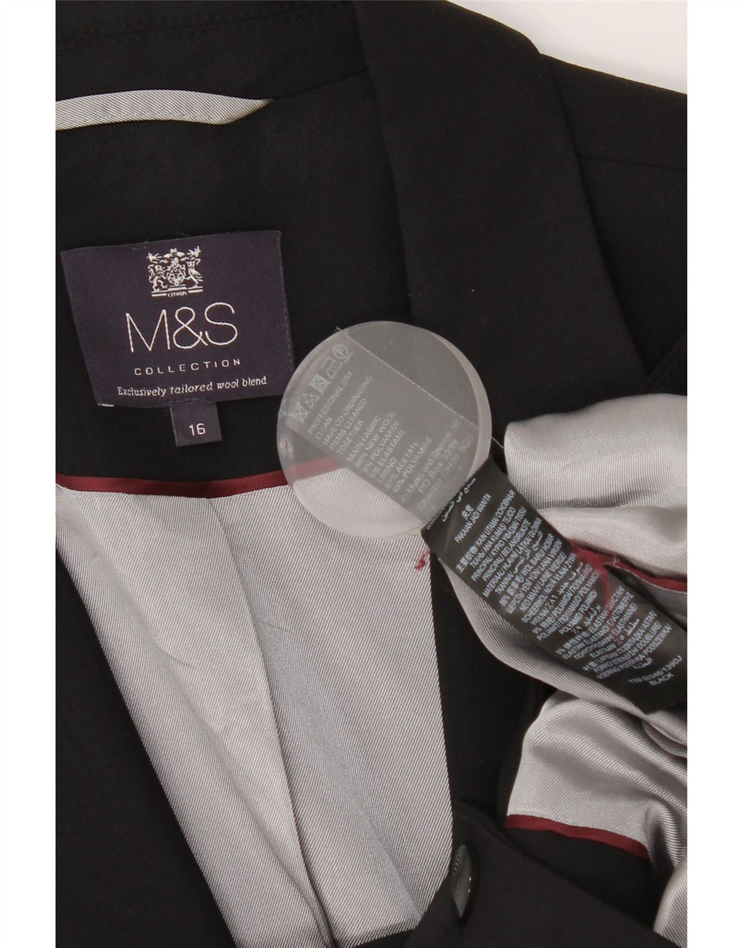 Sacou Marks & Spencer pentru femei, cu 1 nasture, UK 16, lână neagră mare