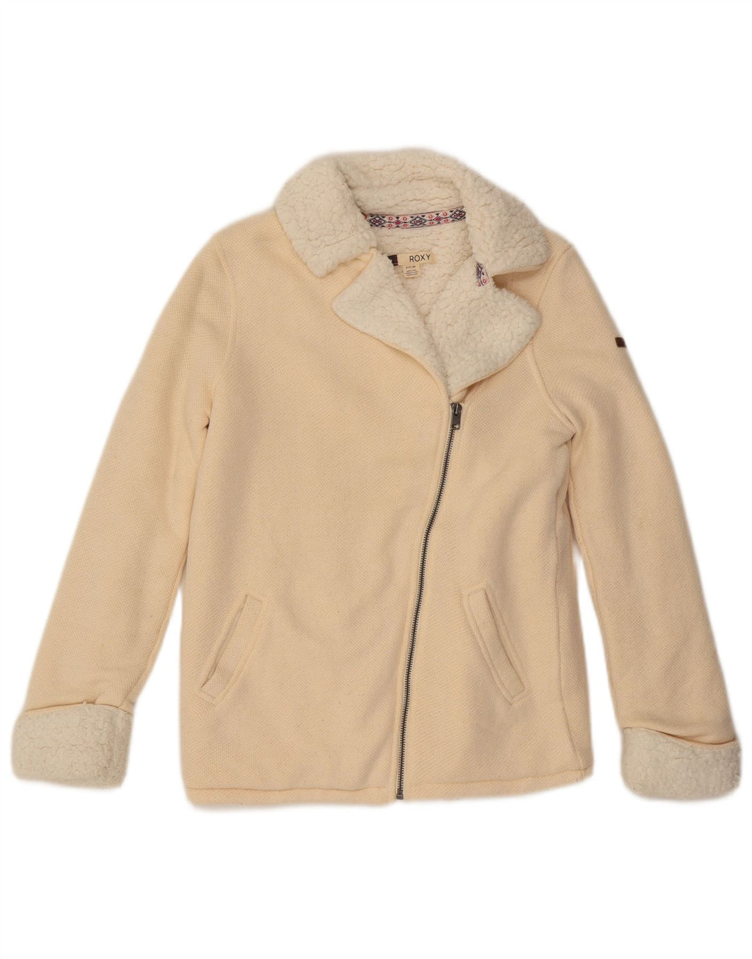 Jachetă de trening Sherpa ROXY pentru femei UK 10, bumbac alb, mic