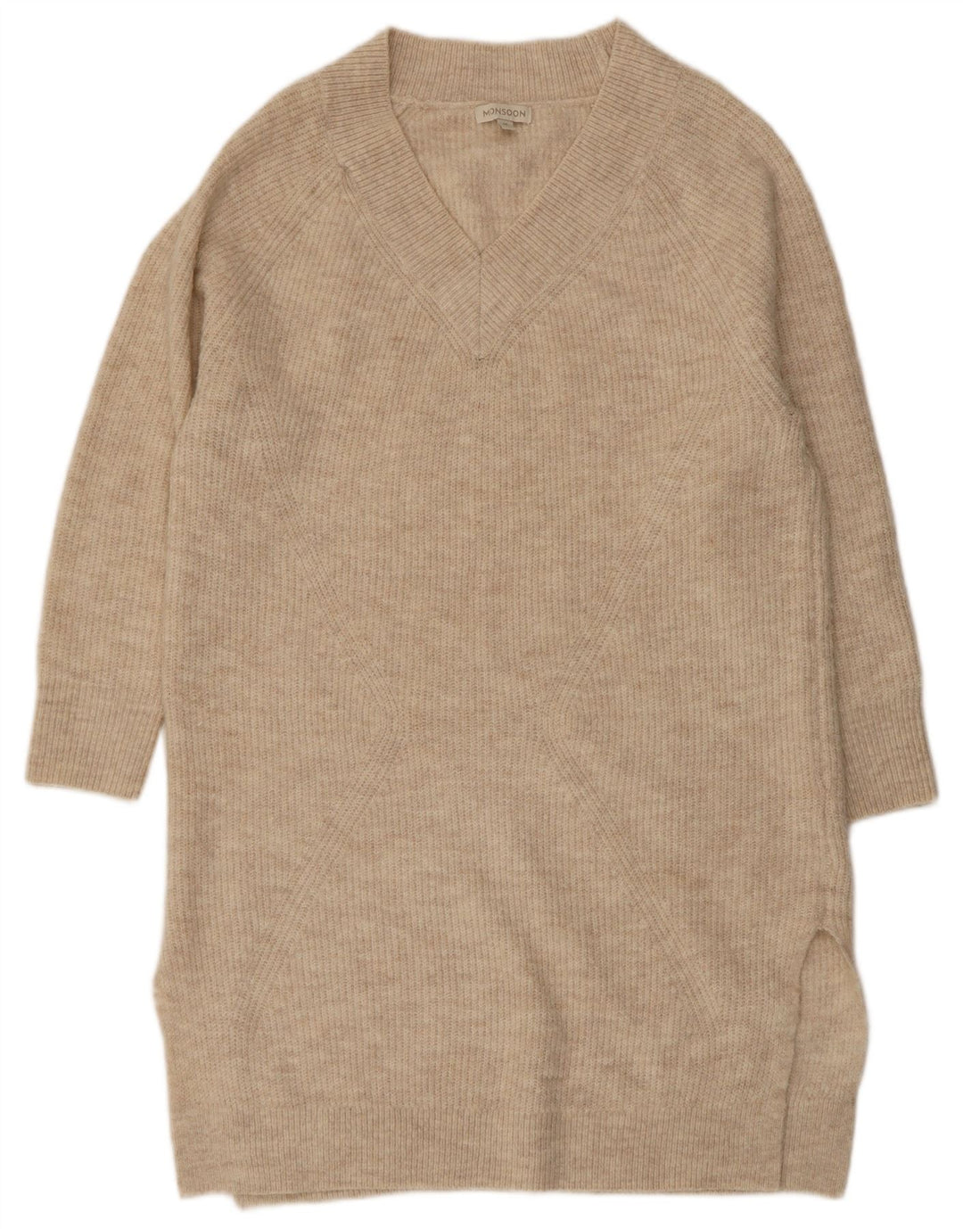 MONSOON Rochie cu pulover pentru femei, cu ajustare largi, UK 14 Medium Bej Acrilic