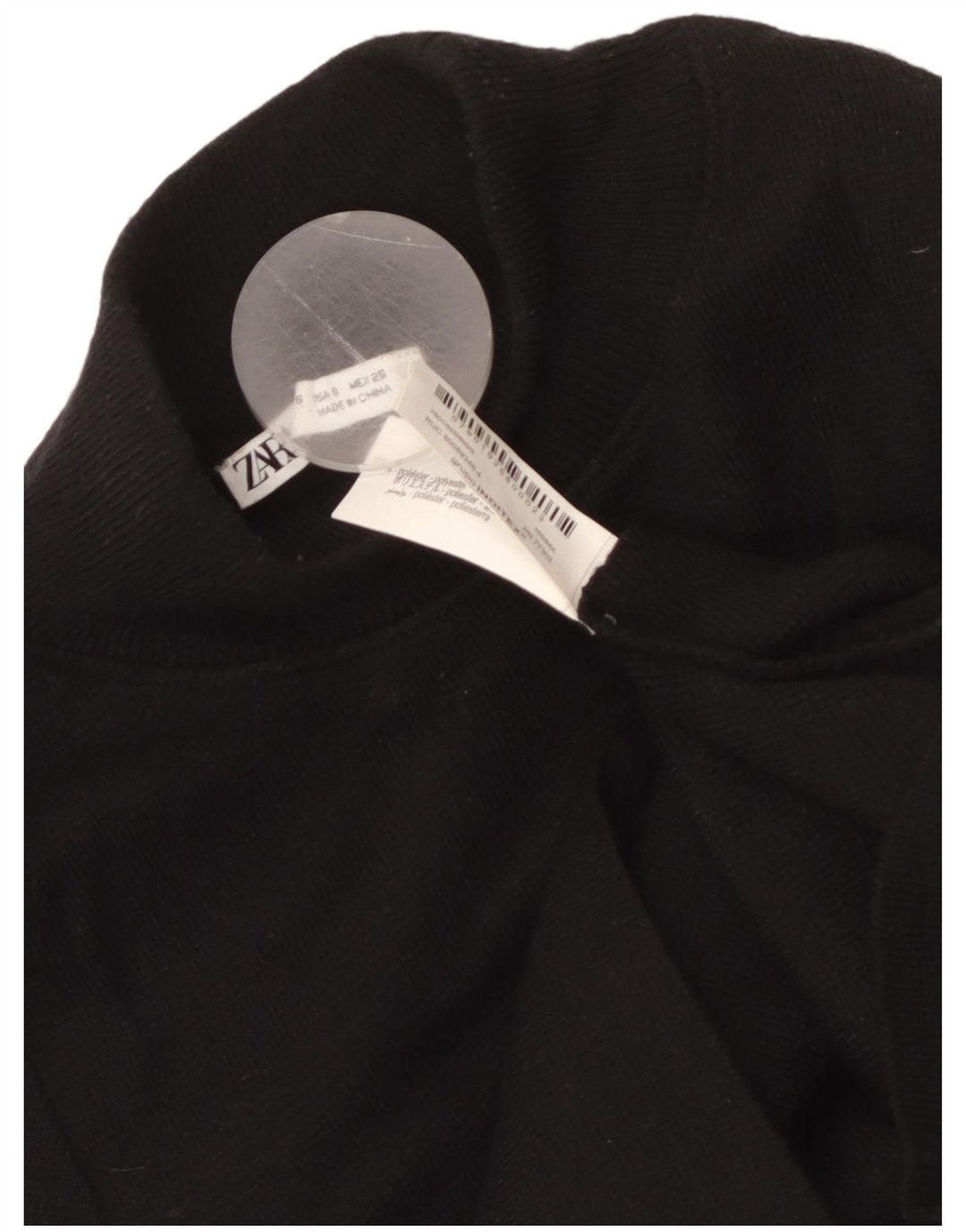 Pulover de damă ZARA cu mânecă scurtă cu gât țestoasă și pulover UK 8 Mic Negru