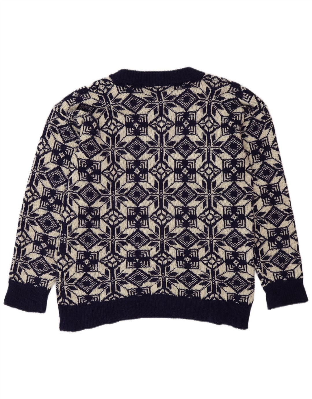 Pulover vintage pentru bărbați cu decolteu rotund, mijlociu, bleumarin, Fair Isle