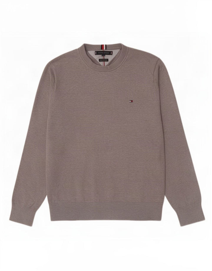 Pulover Tommy Hilfiger pentru bărbați, cu gât crew, bumbac, gri mediu