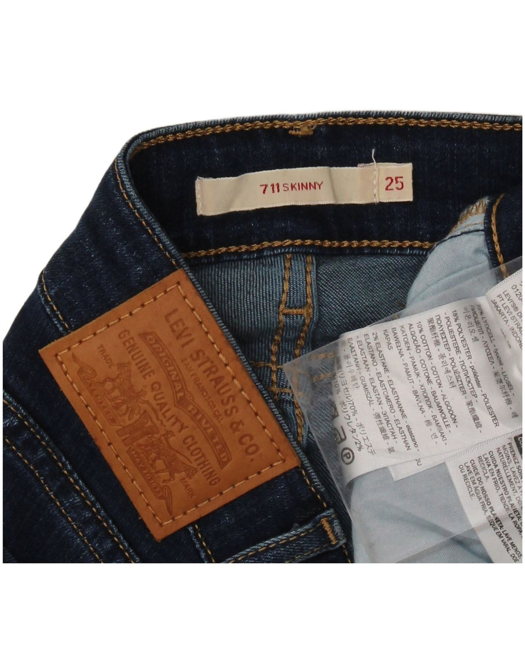 LEVI'S Womens 711 Skinny Jeans W25 L31 Blue Lyocell