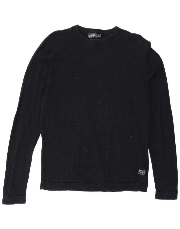 Pulover Jack & Jones pentru bărbați, cu gât crew, bumbac mic, negru
