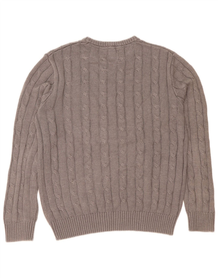 Crew Clothing Pulover pentru bărbați cu gât de barcă, bumbac, gri mediu