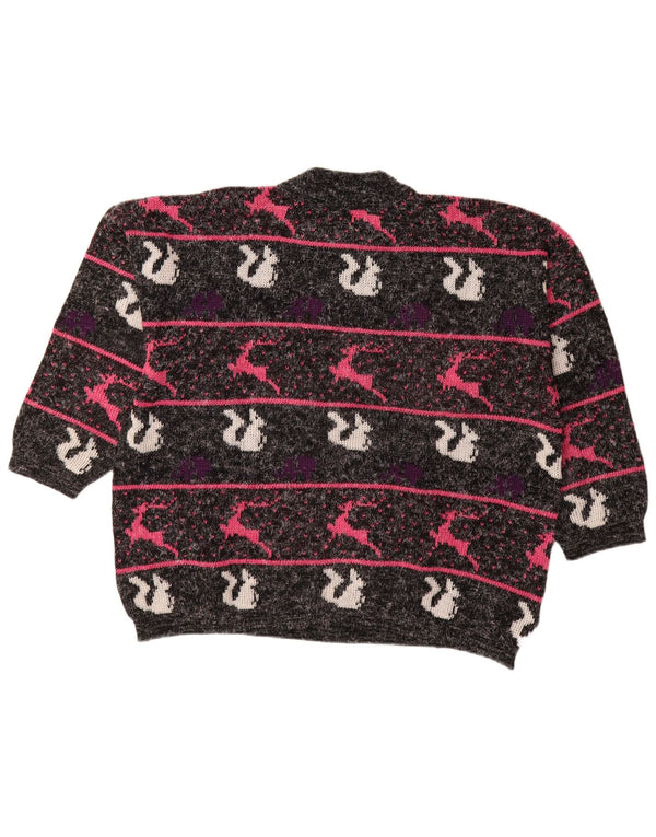 VINTAGE Pulover cu gât țestoasă pentru femei UK 18 XL cu dungi negre