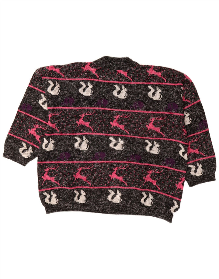 VINTAGE Pulover cu gât țestoasă pentru femei UK 18 XL cu dungi negre