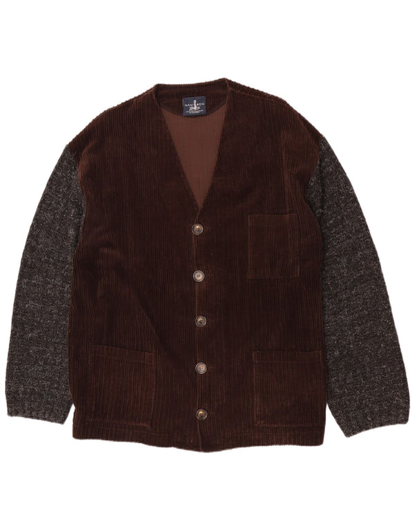 Jachetă din velur pentru bărbați NANI BON UK 52 XL maro bumbac color bloc
