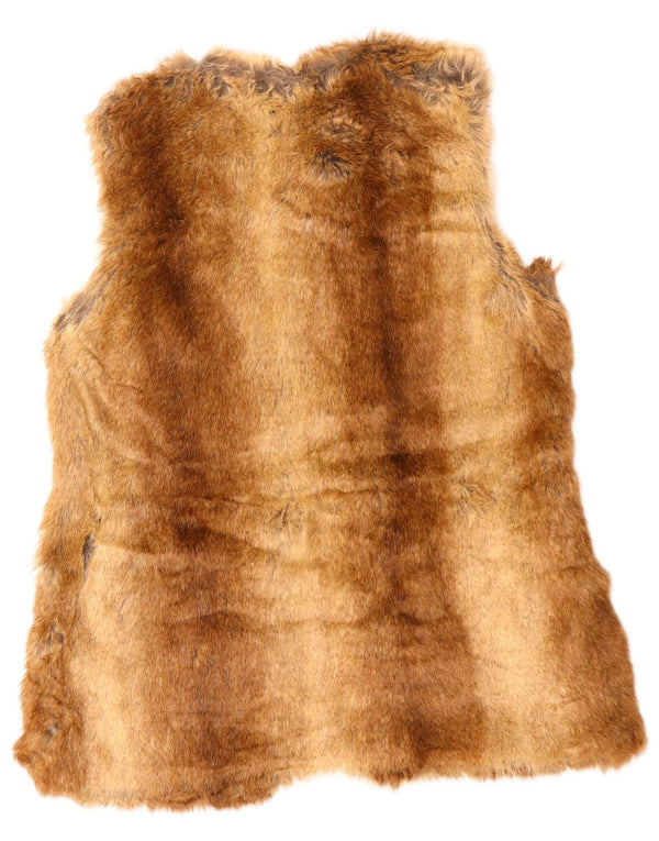 Gilet pentru femei Trafaluc Open Faux Fur UK 14 Poliester Maro Mediu