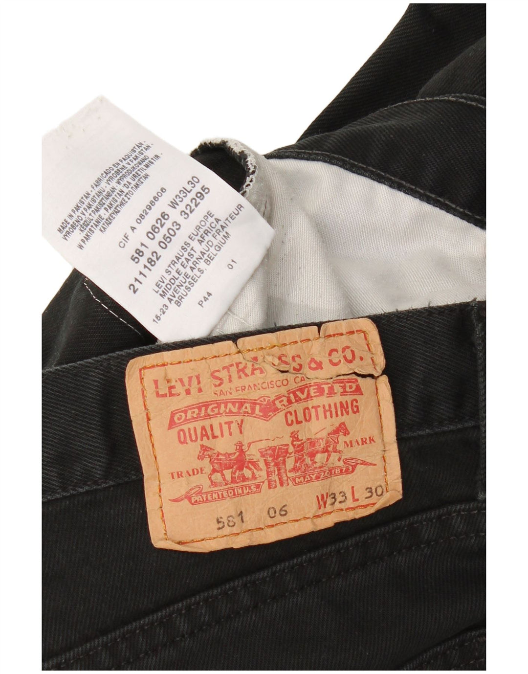 Blugi drepti pentru bărbați LEVI'S 581 W33 L30 bumbac negru
