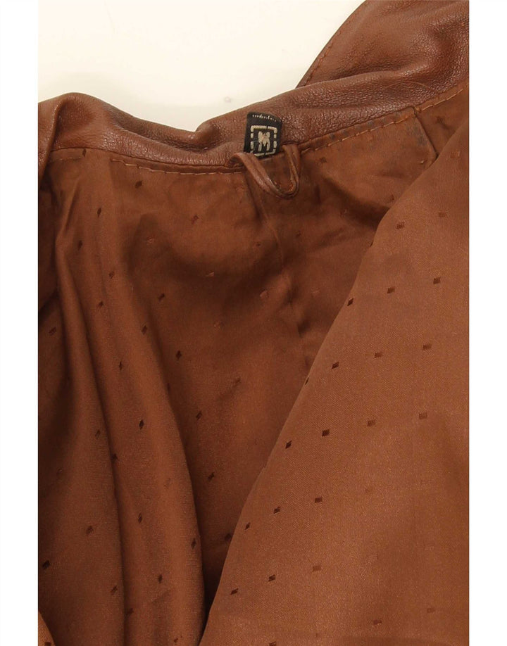 Jachetă de piele deschisă supradimensionată pentru femei vintage UK 14 maro mediu