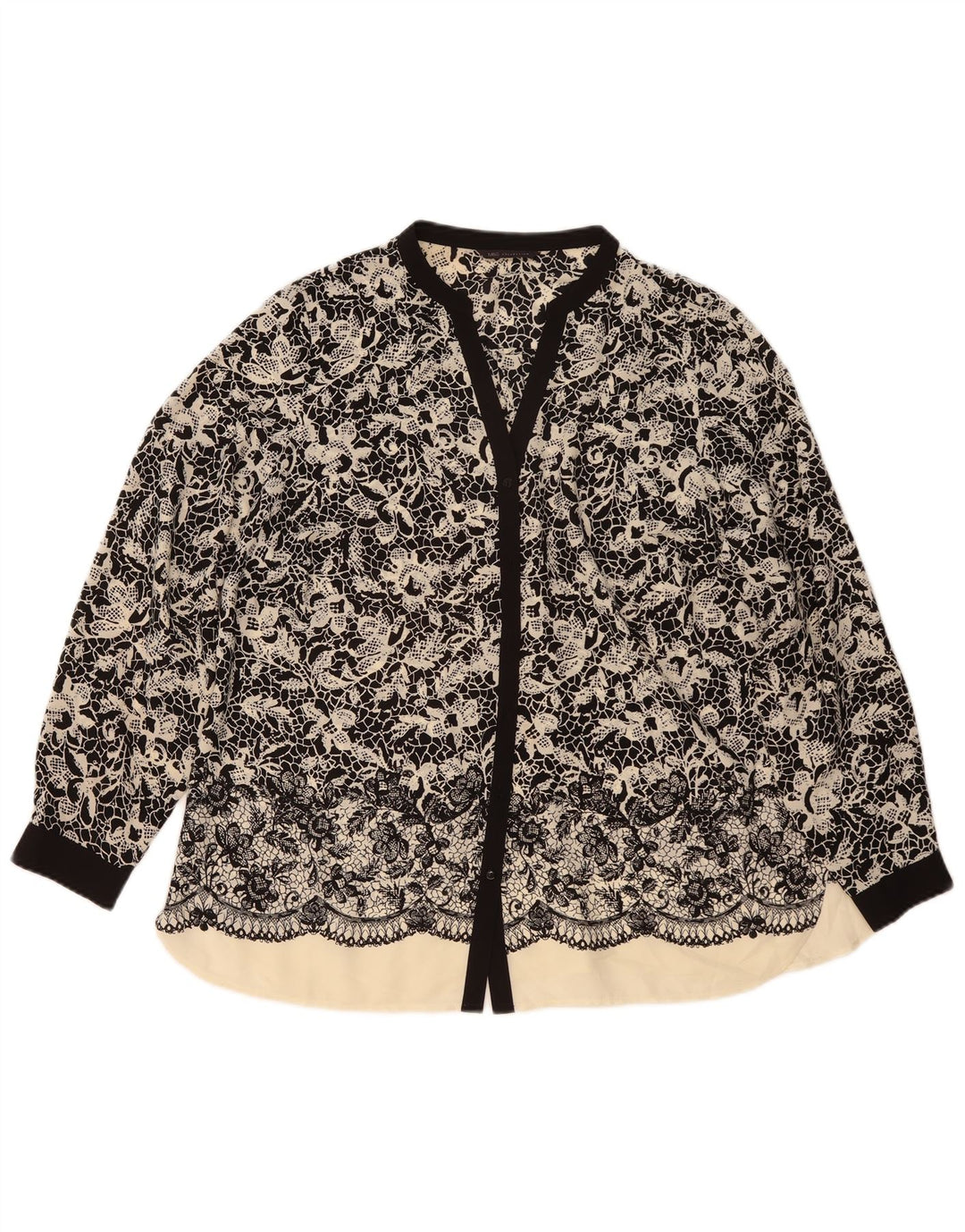 Bluză cămașă pentru femei Marks & Spencer UK 20 2XL Poliester floral negru