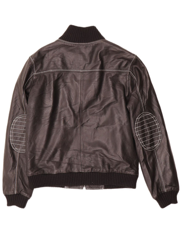 Jachetă de piele vintage pentru femei UK 14 Large Black