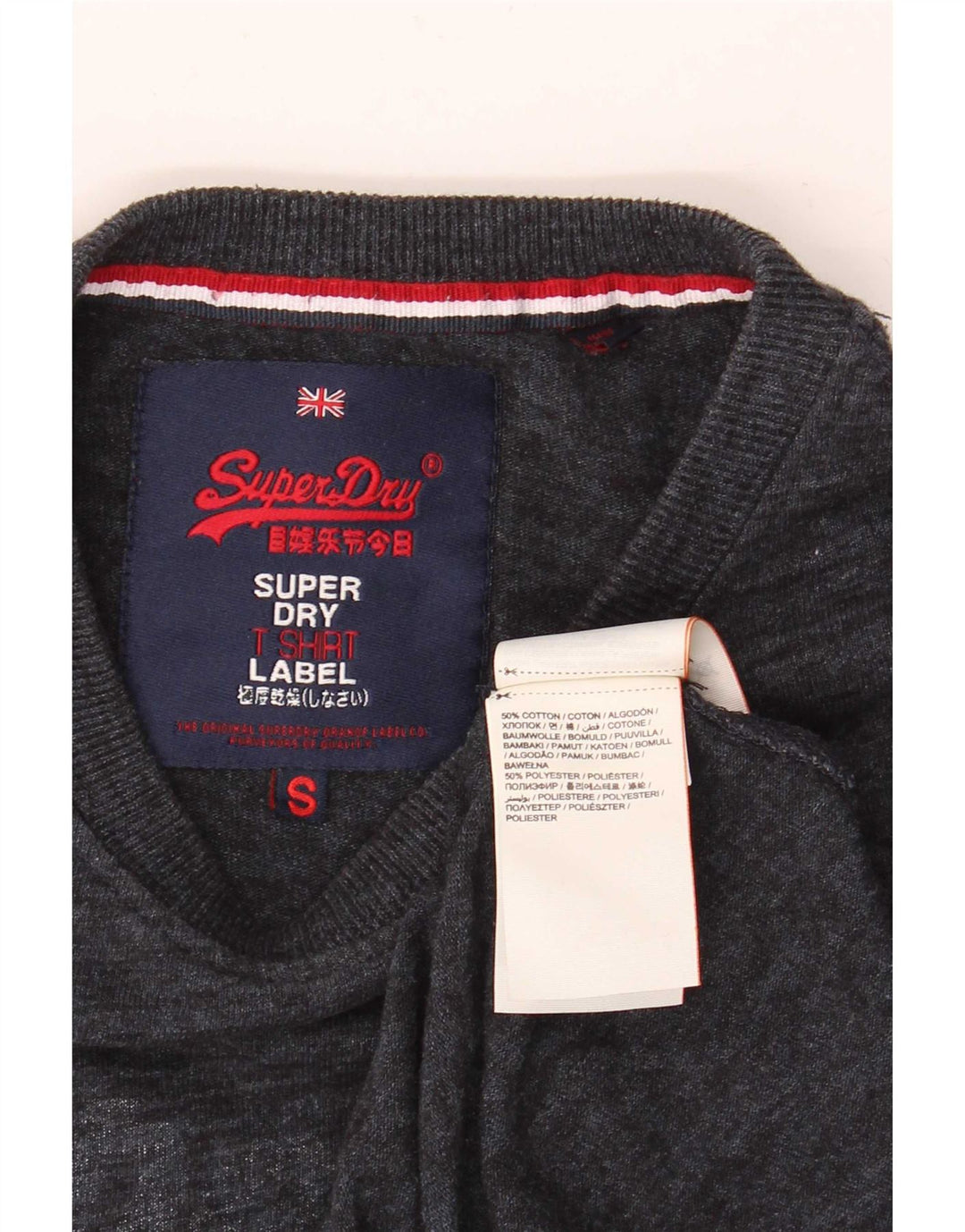 Tricou grafic Superdry pentru bărbați Top mic, gri, bumbac cu pete