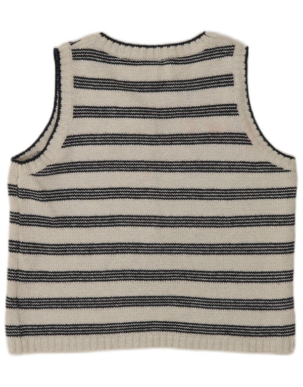 Vesta vintage pentru femei UK 14 Bumbac cu dungi alb mediu