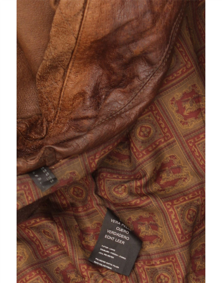 Jachetă din piele vintage pentru bărbați IT 58 4XL din piele maro