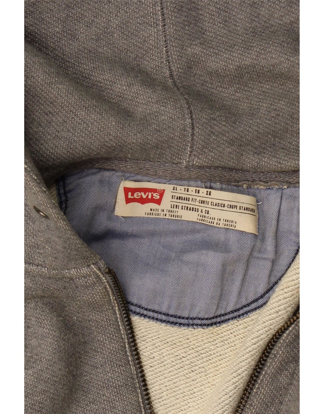 Pulover LEVI'S pentru bărbați, cu formă standard, cu fermoar, XL, gri