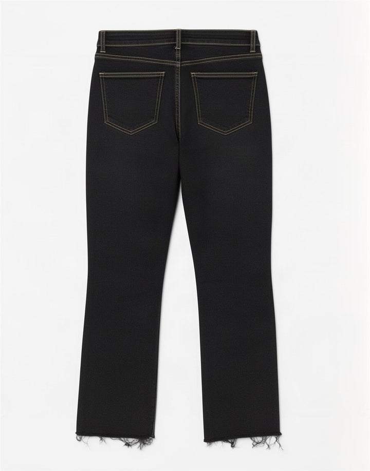 Blugi Zara pentru femei Crop Bootcut EU 42 Large W32 L26 Negri