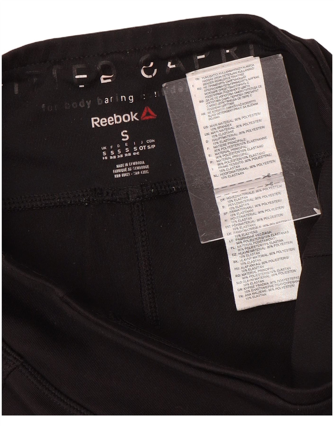 Leggings Capri pentru femei Reebok UK 8/10 Poliester negru mic