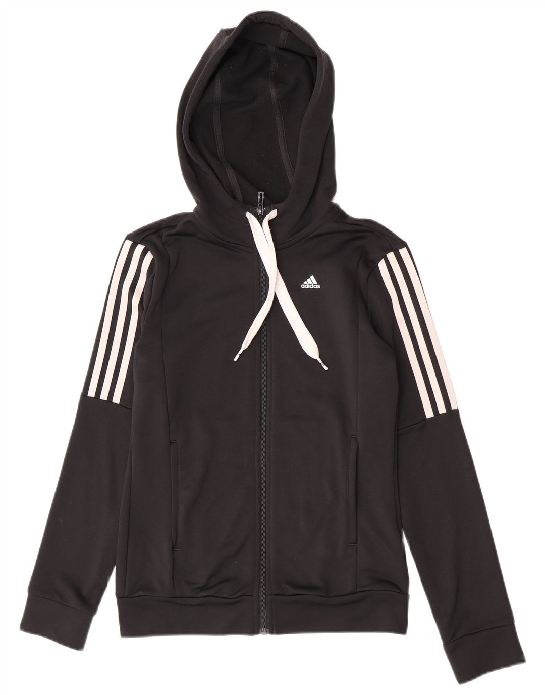 Pulover Adidas pentru femei cu fermoar, UK 8/10, poliester negru mic