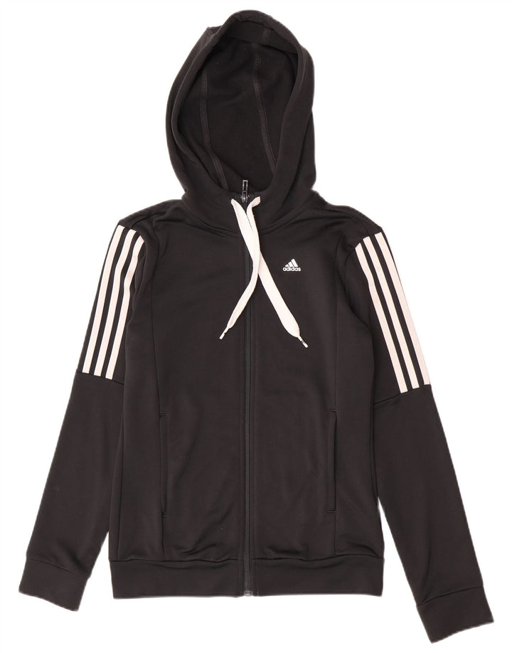 Pulover Adidas pentru femei cu fermoar, UK 8/10, poliester negru mic