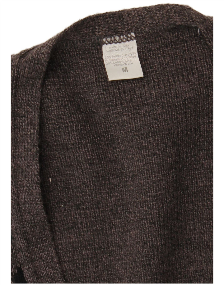 Pulover cardigan pentru bărbați VINTAGE Gri mediu Argyle/Diamond Acrylic