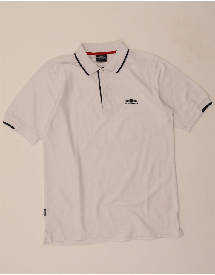 UMBRO Mens Polo Shirt Medium White Polyester Vintage Umbro and Second-Hand Umbro from Messina Hembry 