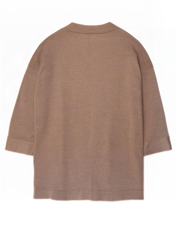 Pulover cardigan deschis pentru femei cu mâneci 3/4 Zara UK 14 Medium Bej Viscoză