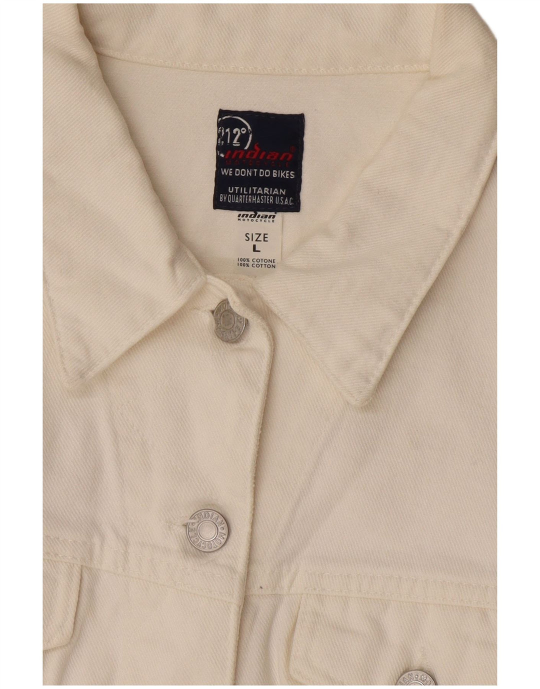 Jachetă de denim crop pentru femei Indian Motocycle UK 14, mare, alb, bumbac